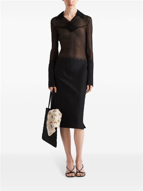 prada sheer dress|Prada Sheer Chiffon Midi Dress .